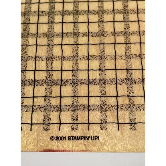 Stampin Up! Stipple Plaid 2001 Large Wood Mount Block Stamp Used Once - Picture 5 of 10